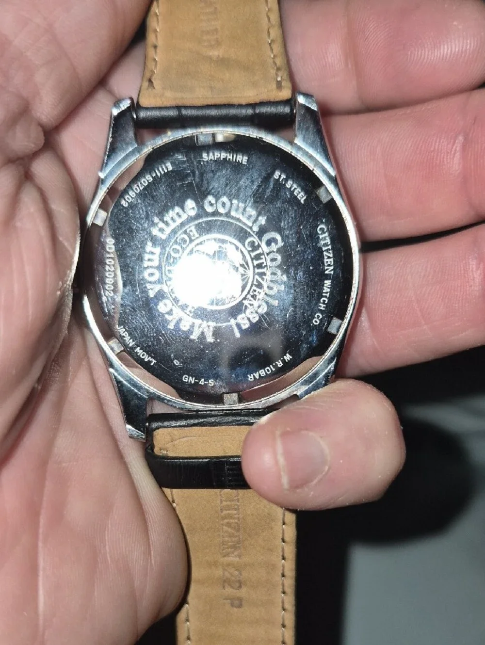 Citizen Black Dial Silver-Tone Case Men's Leather Strap Watch